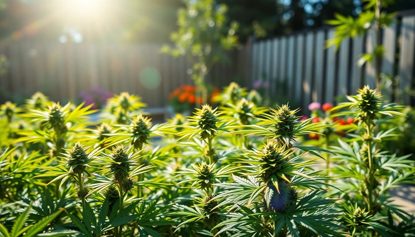 Explore where can i buy weed plants in a thriving outdoor garden with sunlight and green lushness.