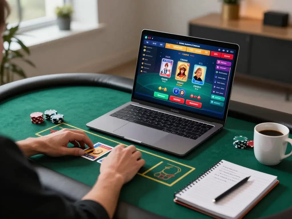 Player engaging in a live dealer game on 388bet platform with strategic notes and chips in view