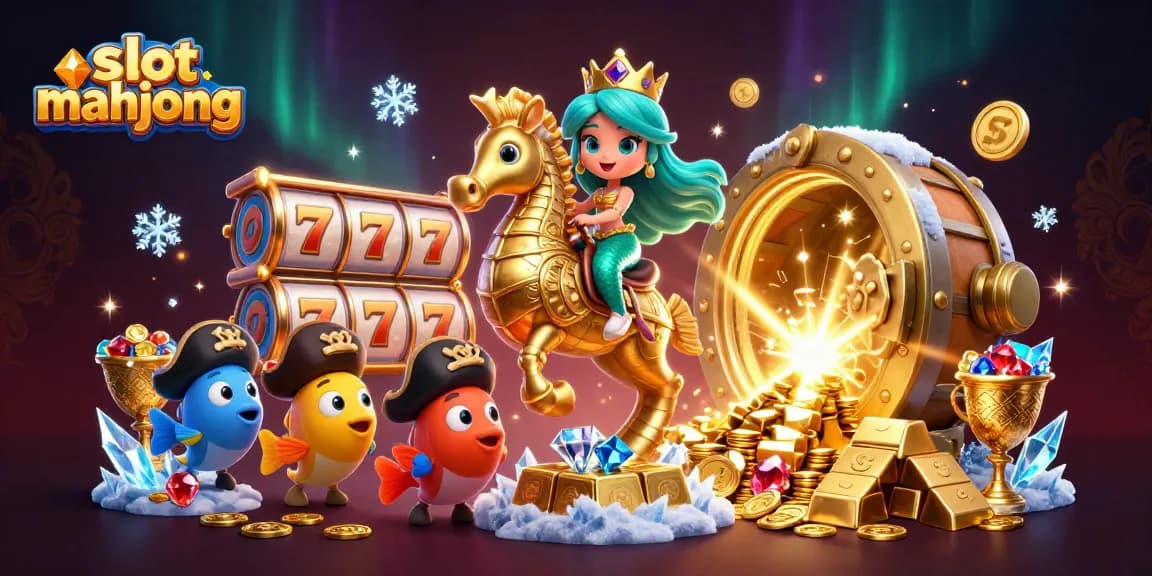 Engage with slot mahjong in a vivid scene showcasing exhilarating gameplay with vibrant characters and treasure.