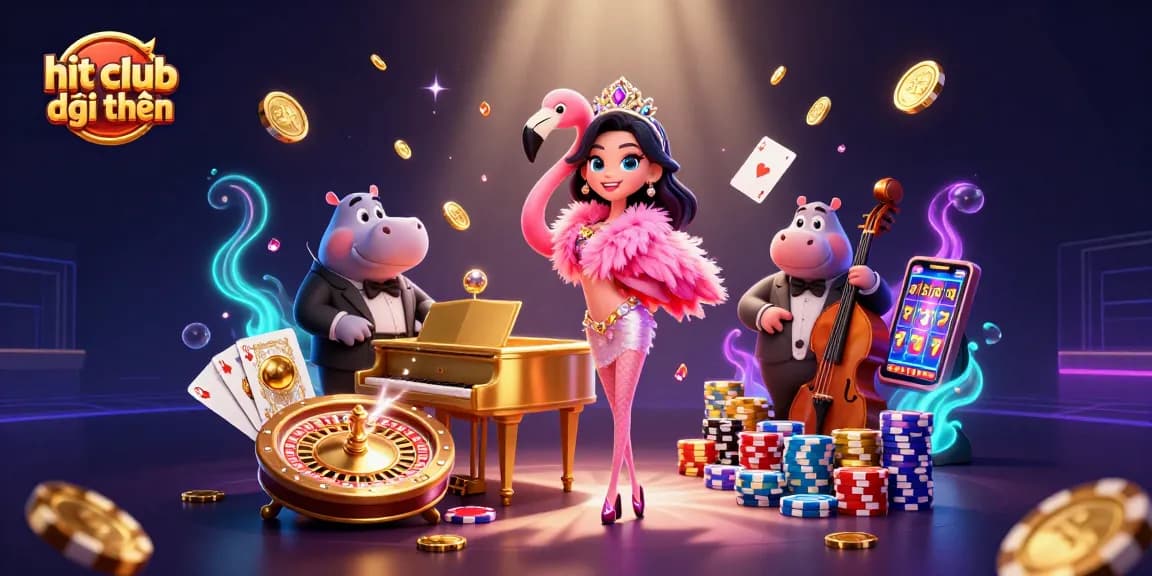 Engage in thrilling gameplay at hit club đổi thưởng with vibrant 3D casino elements and lively characters.