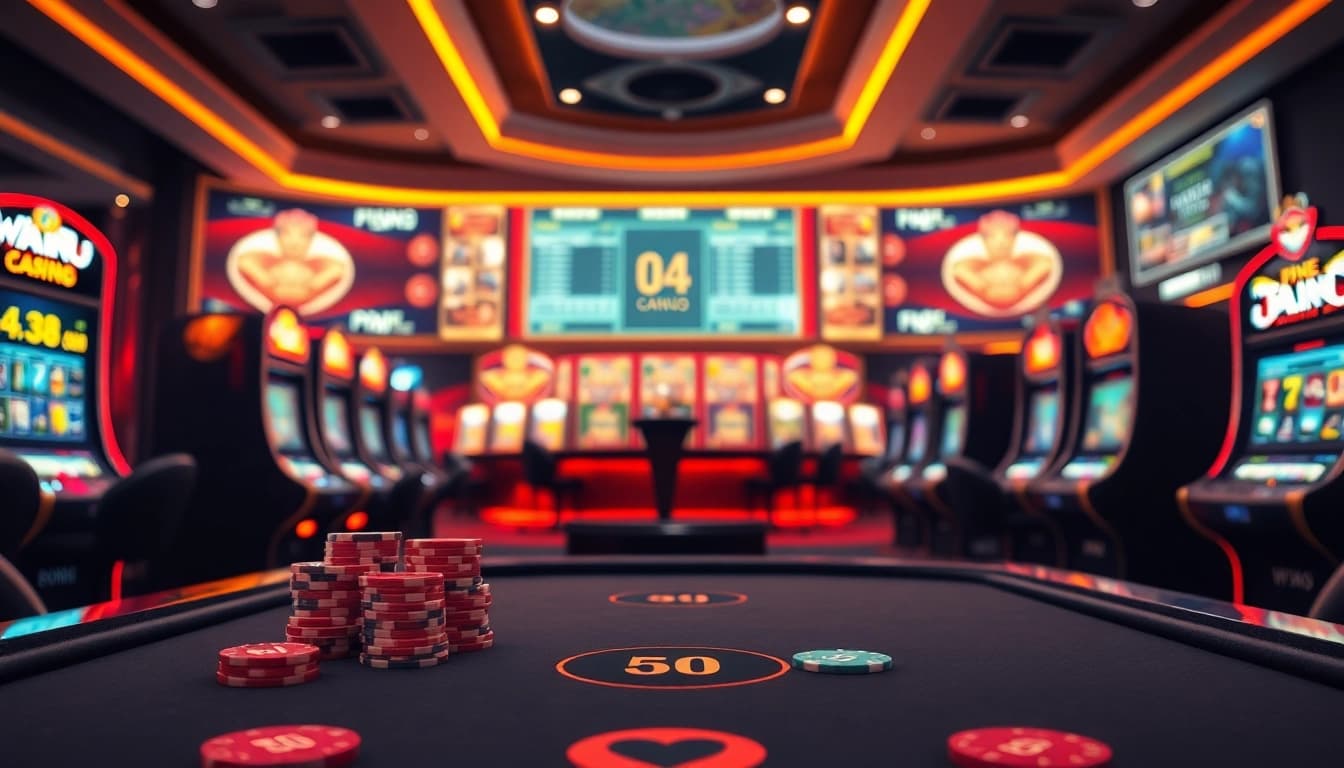 Experience thrilling gameplay at win55 com with vibrant casino visuals, chips, and tables.