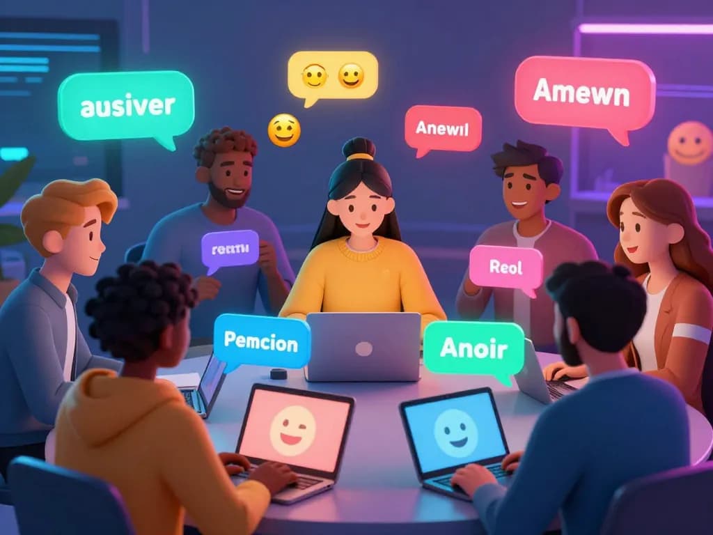 Engaging avatars in a futuristic chat room illustrating nsfw ai chat interactions with vibrant colors.