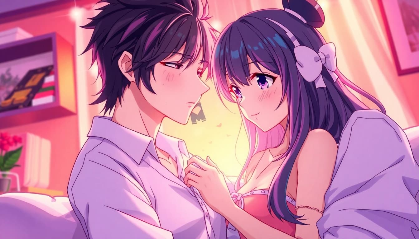 Engaging anime sex scene showcasing vibrant characters in an intimate setting.