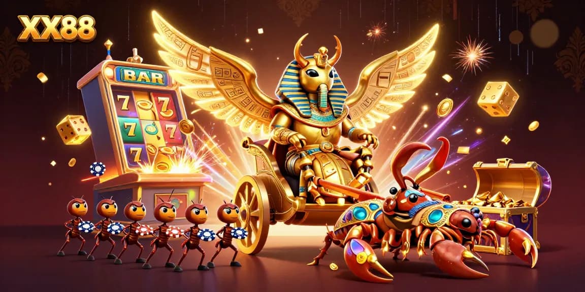 Experience the thrill of XX88 with a dynamic 3D casino scene filled with excitement and rewards.