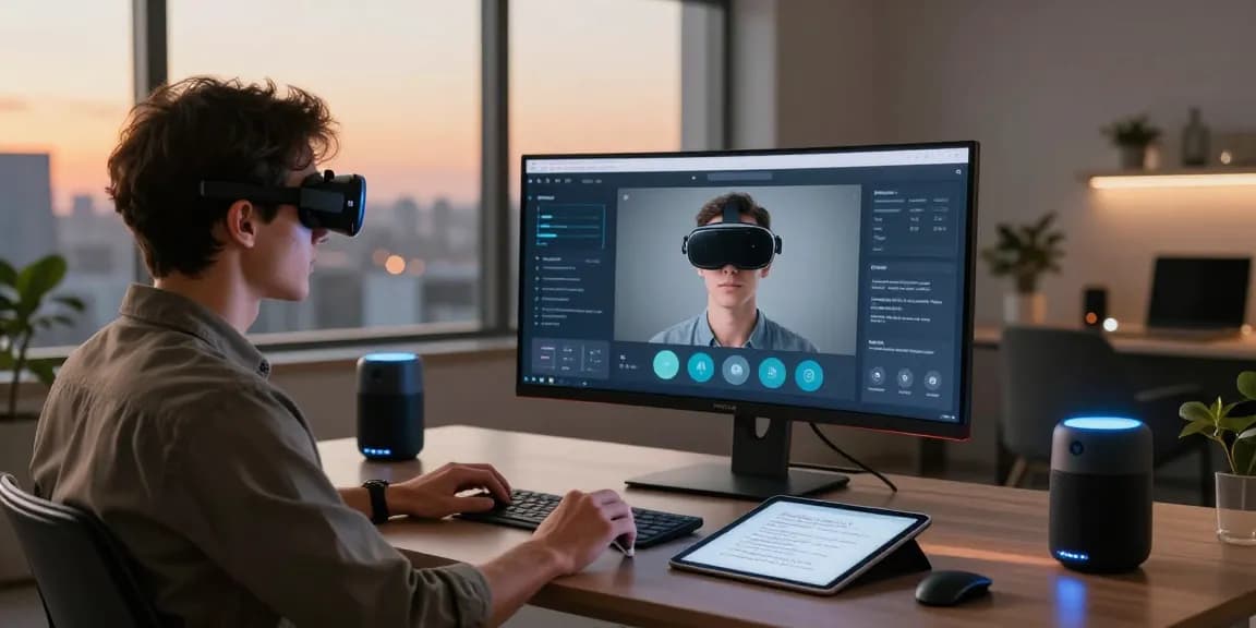 Engaging in spicy AI interactions at a futuristic home office with tech-savvy elements.