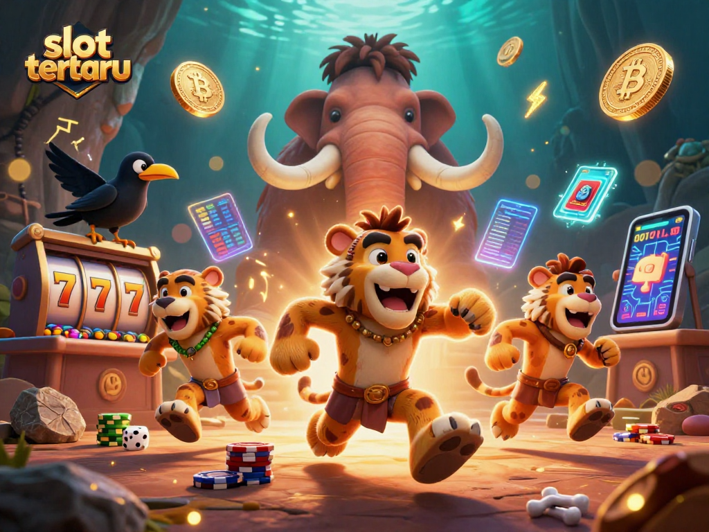Spin and win with slot terbaru featuring a dynamic prehistoric casino scene.