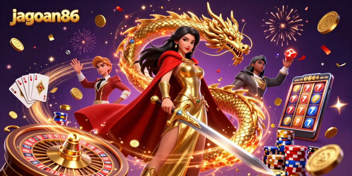 Experience jagoan86 through a vibrant 3D casino scene packed with action and excitement.