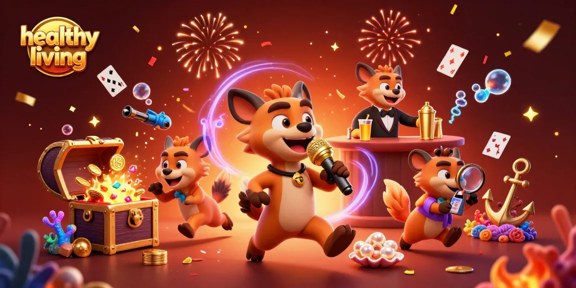 Experience healthy living at the casino with 3D hyenas in a vibrant gaming scene.