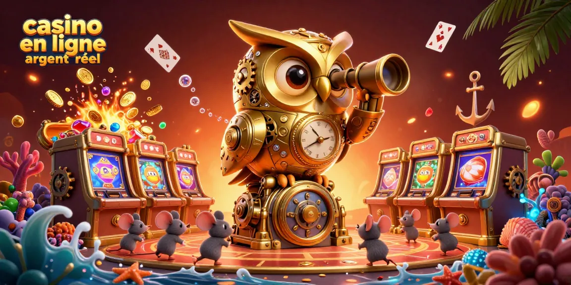 Jouez à des jeux de casino en ligne argent réel avec une illustration dynamique et colorée.