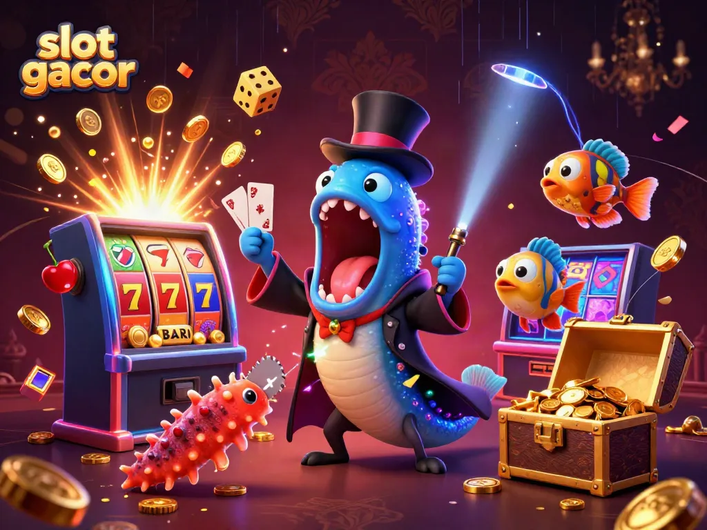 Experience the thrill with slot gacor as deep-sea characters perform amazing tricks with vibrant casino elements.