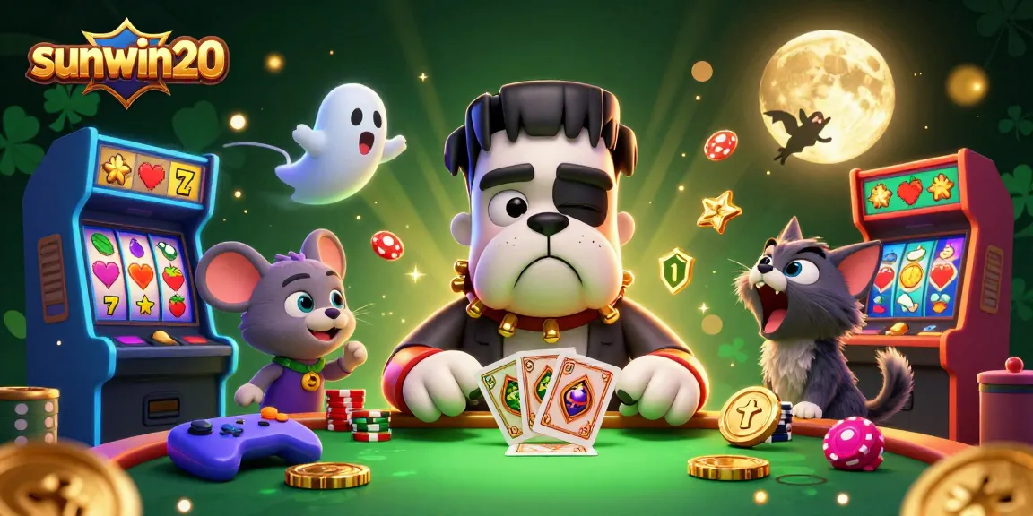 Engage with sunwin20's thrilling games featuring a charismatic bulldog dealer, lively action, and vibrant casino elements.