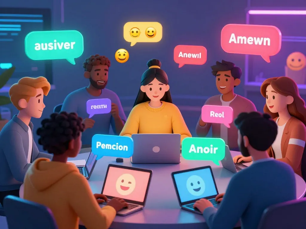 Engaging avatars in a futuristic chat room illustrating nsfw ai chat interactions with vibrant colors.