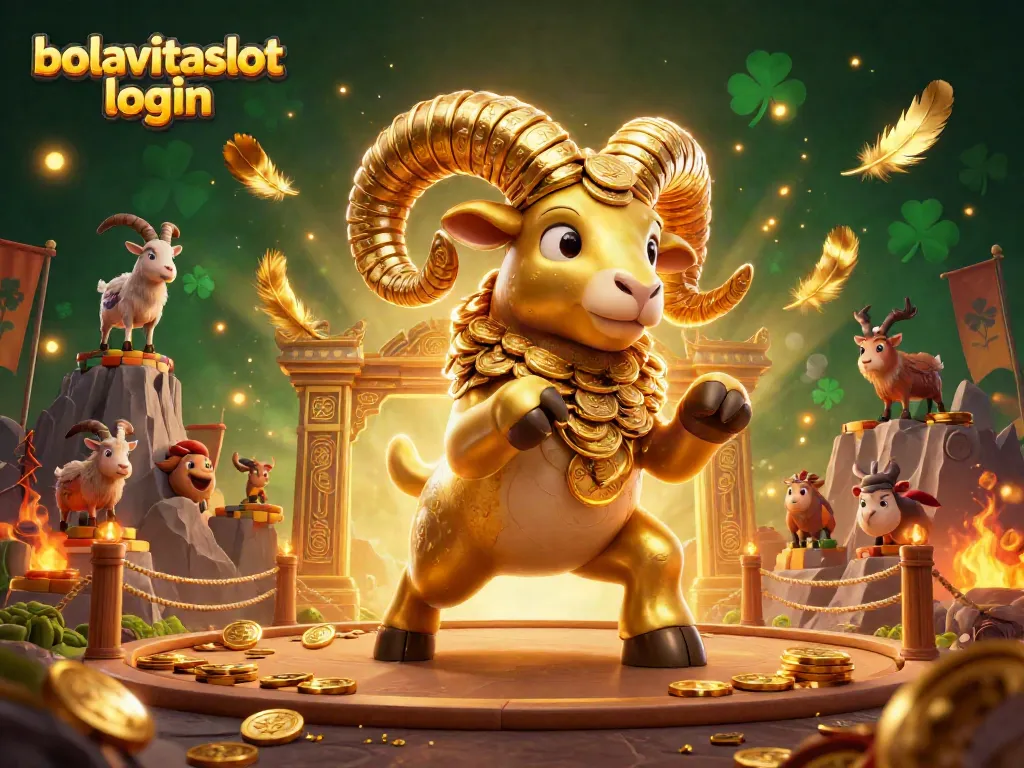 Experience an exhilarating bolavitaslot login scene with a charging ram and casino atmosphere