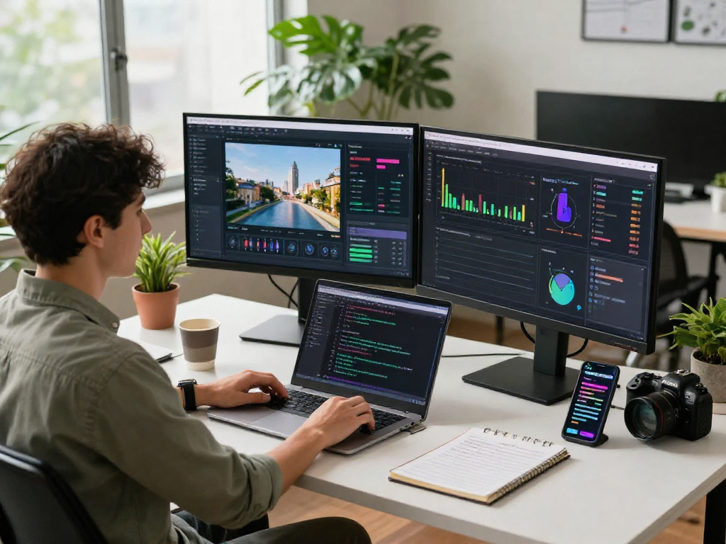 AI image detector interface analysis in a modern workspace.