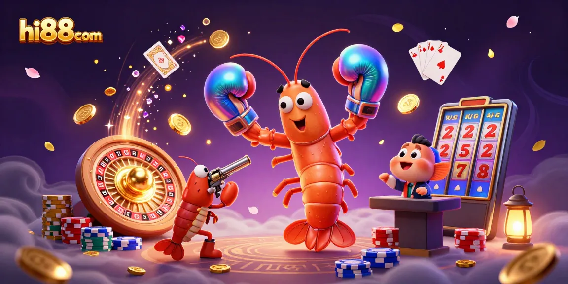 Win big with hi88com's vibrant casino illustration featuring engaging characters and exciting gaming elements.