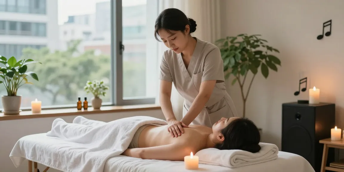 홍대출장안마의 편안한 마사지 서비스 환경에서 고객을 위한 전문 마사지 치료사 모습