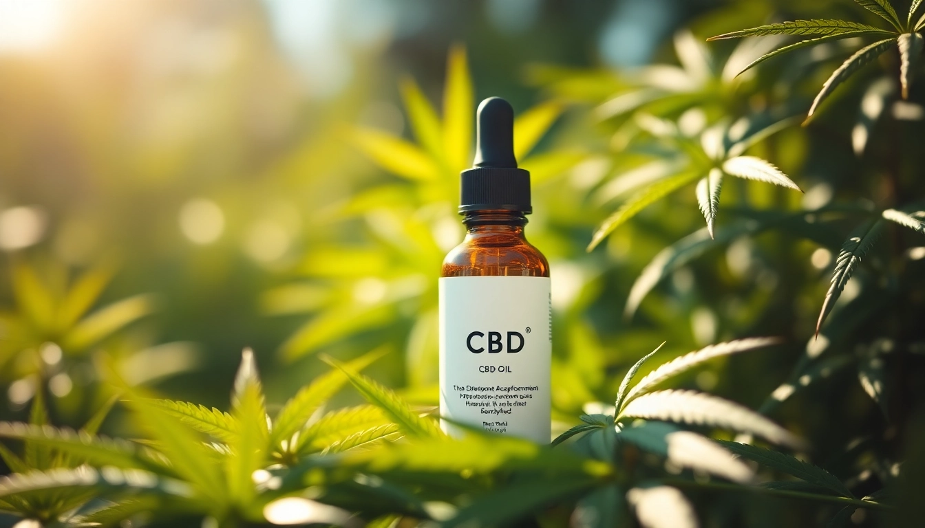 Highlighting CBD oil in a serene garden, promoting natural wellness and health benefits.
