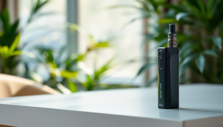 Showcasing a stylish Cannabis Vape on a table, emphasizing design and relaxation.