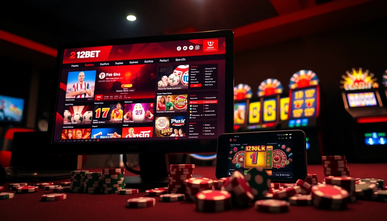 Experience live betting on link 12bet with vibrant casino visuals, chips, and games.