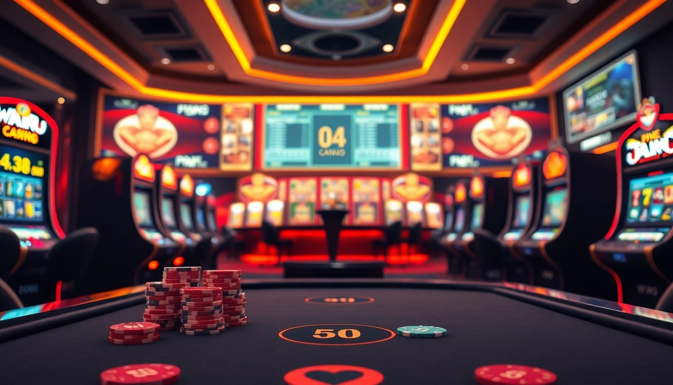 Experience thrilling gameplay at win55 com with vibrant casino visuals, chips, and tables.