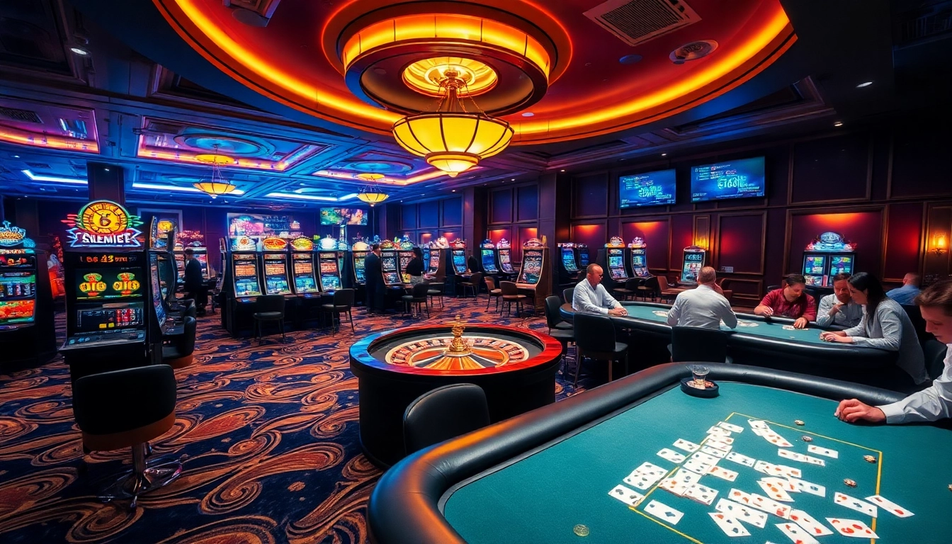 B52club players enjoying a vibrant casino gaming experience with roulette and poker.