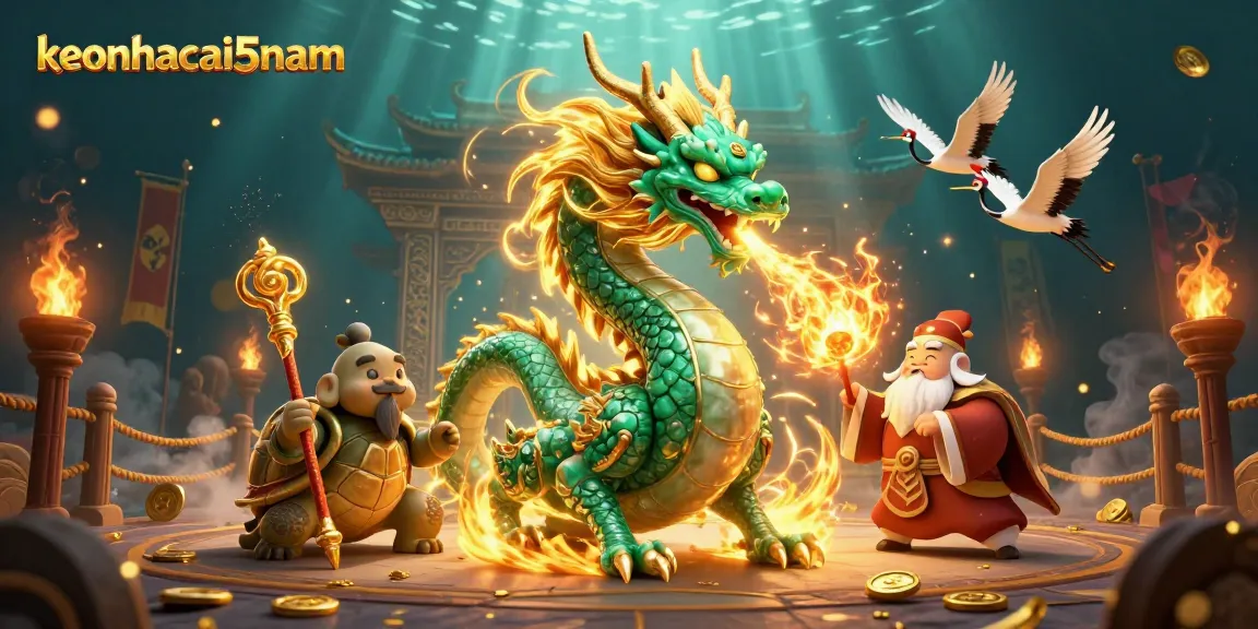 Engage with keonhacai5nam's thrilling casino scene featuring an emerald jade dragon and lucky cranes.