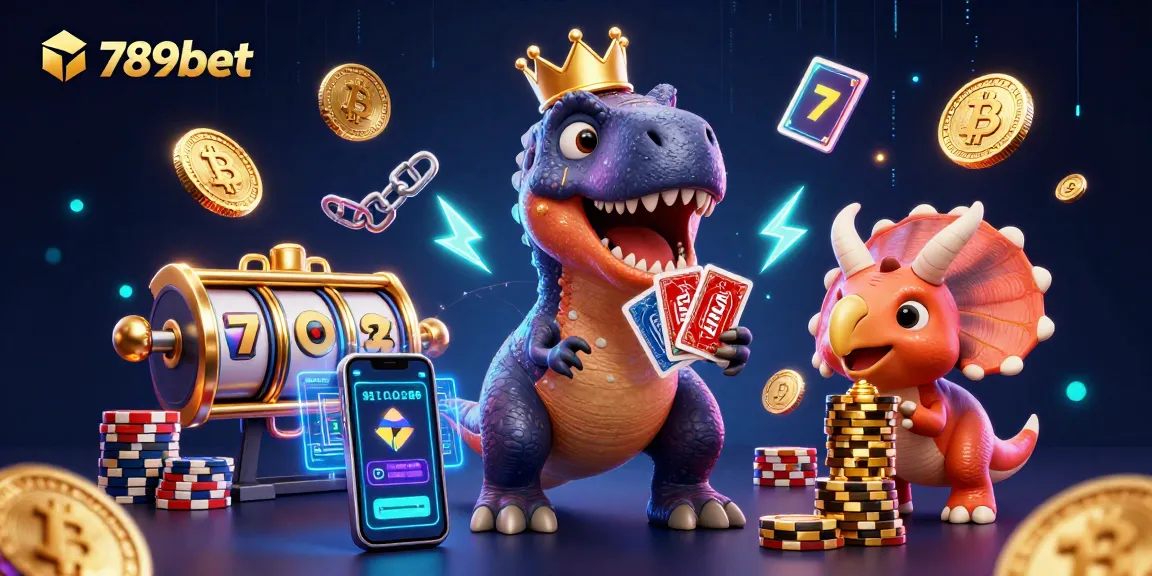 Stack cards and stack chips with 789bet’s vibrant T-Rex card shuffling scene.