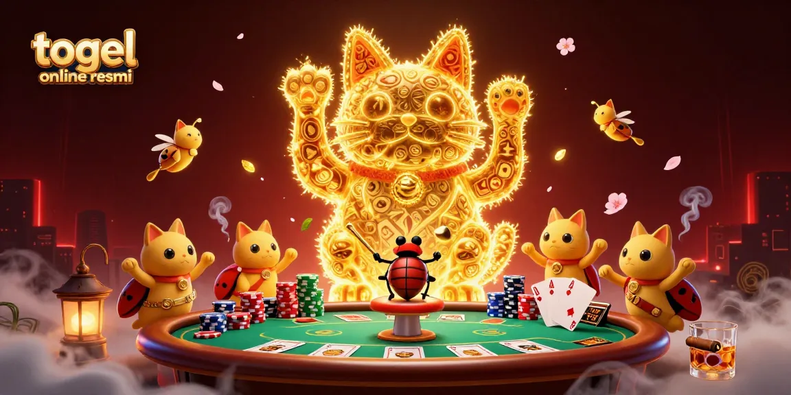 Permainan togel online resmi dengan suasana kasino yang mewah dan detail menarik.