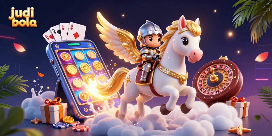 Experience thrilling judi bola action with a celestial horse and knight in this vibrant casino illustration.